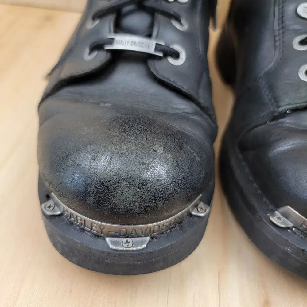 Harley Davidson Boots Mens 9.5 Flames Skulls Black Leather Moto Biker Riding